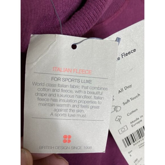 NWT Sweaty Betty Melody Luxe Fleece Pullover Pink Sweatshirt Sz Small Turtleneck - Picture 9 of 13